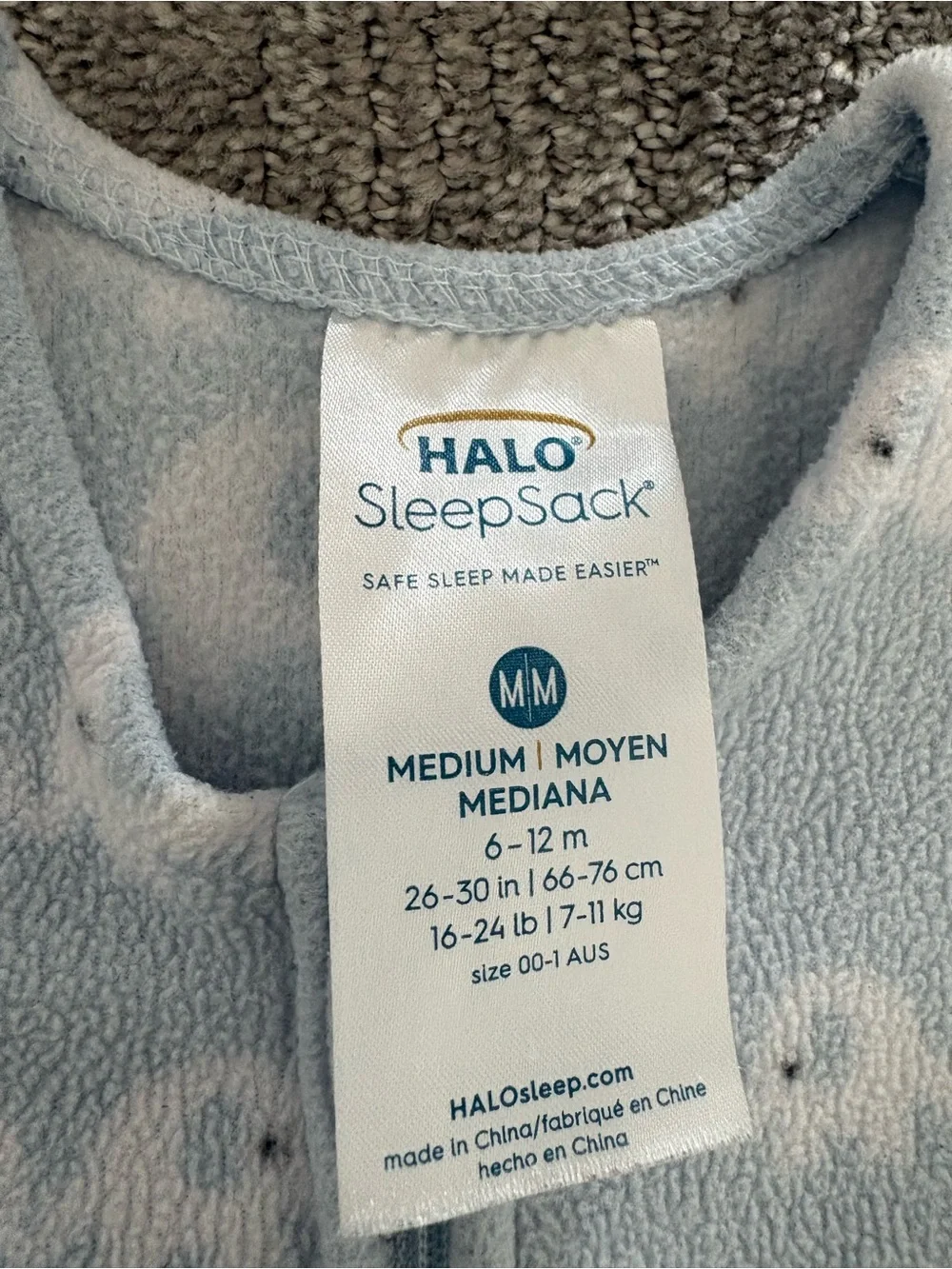 2 Halo sleepsacks- size medium/6-12 month fleece